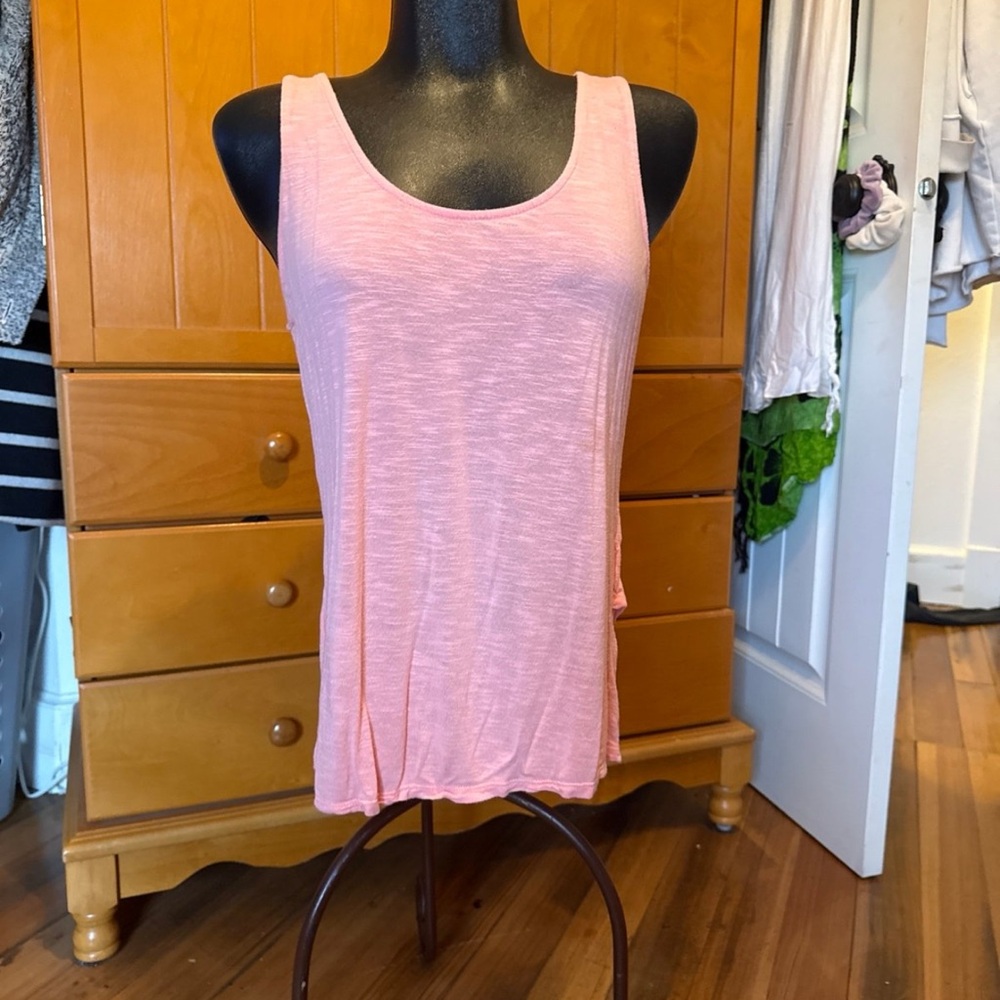 Baby Pink Open Back Crisscross Tank Tunic Loose Fit S